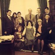 Photo taken just before Jack Klugman testified before Congress in 1982. The people are: Standing L to R-- Rep. Ted Weiss (NY), Judy Wertheim of the Tourette Syndrome Association (TSA), Abbey Meyers (TSA), Jack Klugman, Dr. Melvin Van Woert of Mt Sinai School of Medicine (NY), Adam Seligman (Tourette Syndrome). Bottom row: Betty Teltsher (TSA) Sharon Dobkin (Myoclonus), Niss Ryan (Narcolepsy) and Marjorie Guthrie (Huntington's Disease).